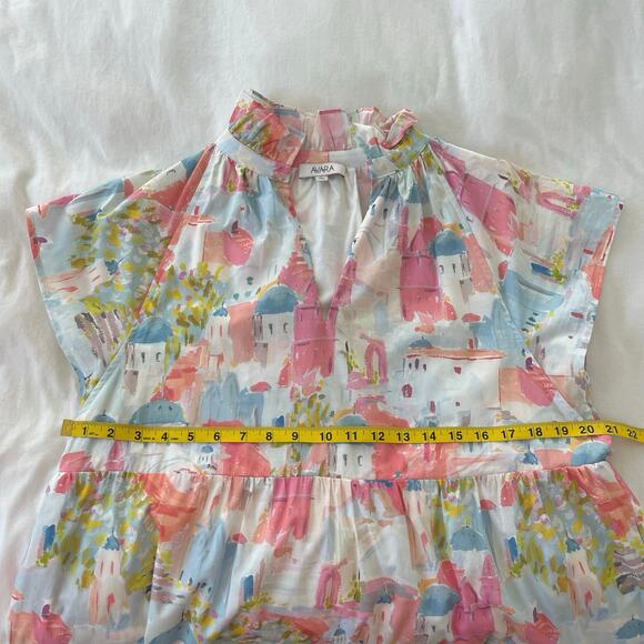 Avara Pinch Isa Santorini Greek Maxi Pastel Patterned Preppy Dress, Size Large - Picture 7 of 12